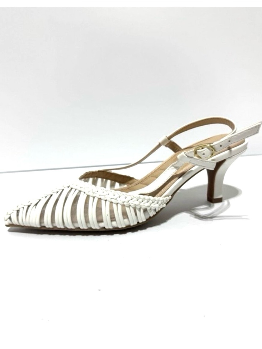 Adrienne Vittadini White Braided Slingback Heels